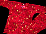 義若オリジナルの鯉口シャツ、ダボシャツ　墨絵に金彩筆文字の柄